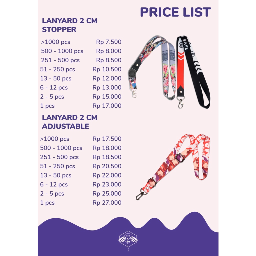 [CUSTOM SATUAN] Custom Lanyard id card printing full 2 sisi ukuran 2 cm dan 1,5 cm satuan murah