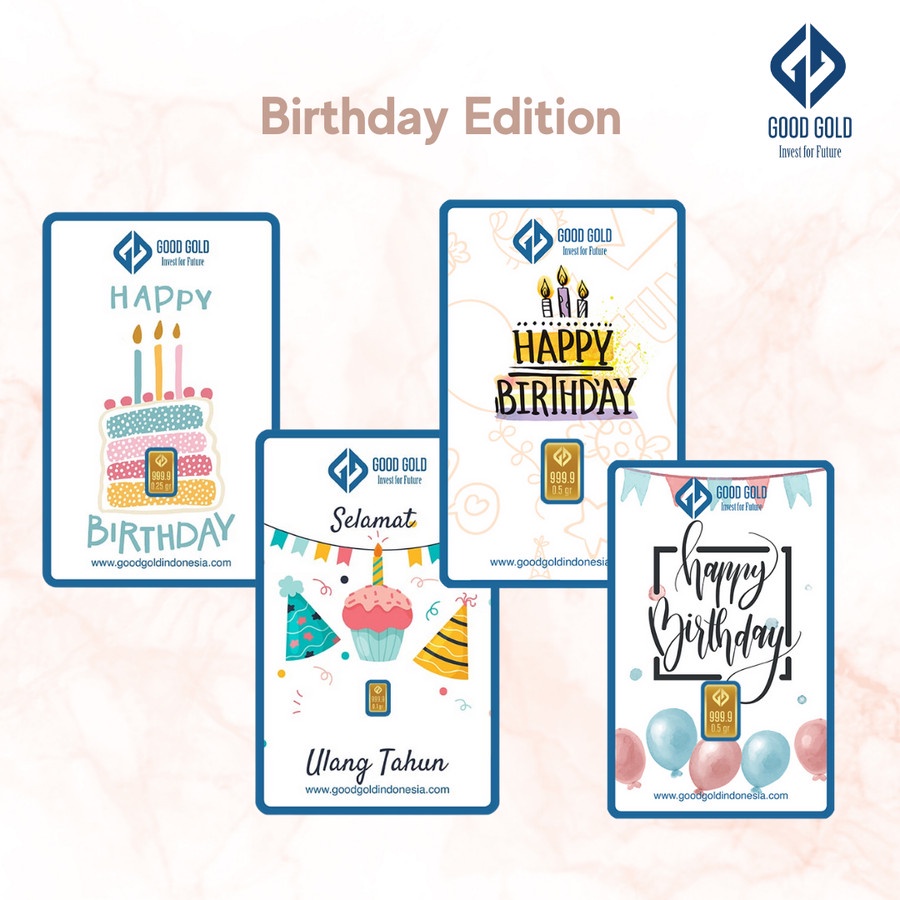 Good Gold LM Logam Mulia Kado Emas 0,1 gr - Happy Birthday Present / Kado Hadiah Ulang Tahun