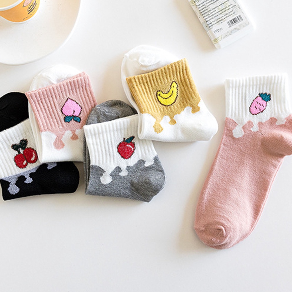 POKY - D2029 Kaos Kaki Semata Kaki / Socks Ankle Fruit / Korean Style Socks / Kaos Kaki Buah K5698 / Kaos Kaki Motif Karakter Buah / Kaos Kaki Pendek Import