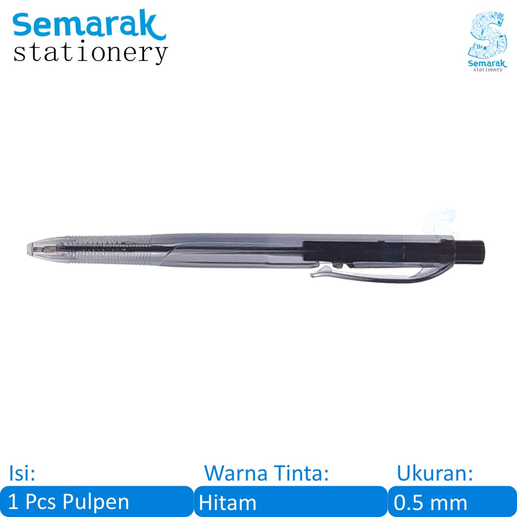 

Standard Action Retractable Ballpoint Pen Pulpen Cetek Oil gel 0.5 - Hitam