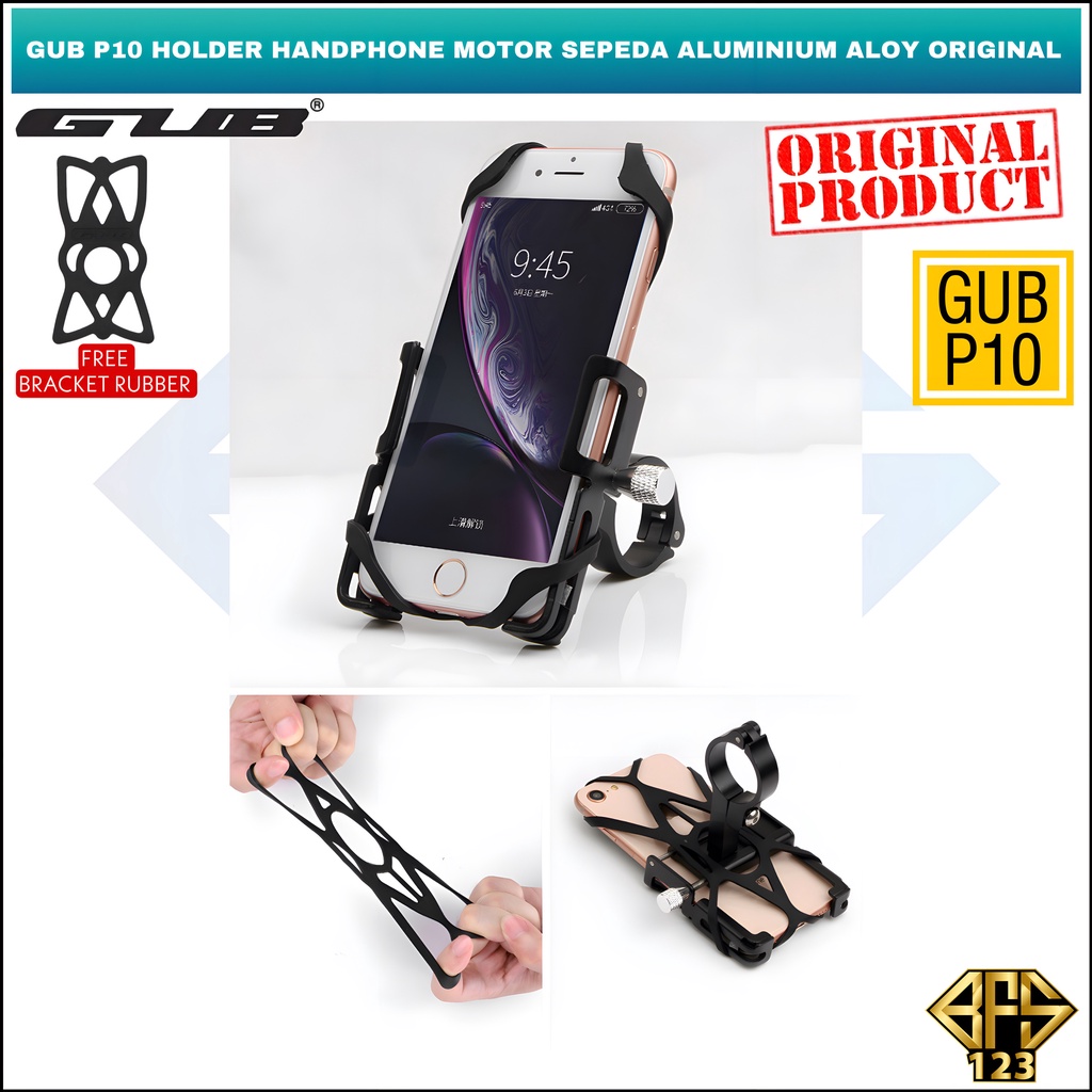 Paket GUB P10 Phone Holder + Bracket Spion MOTOWOLF ORIGINAL Free Tutup Pentil Ban GUB 2 Pcs