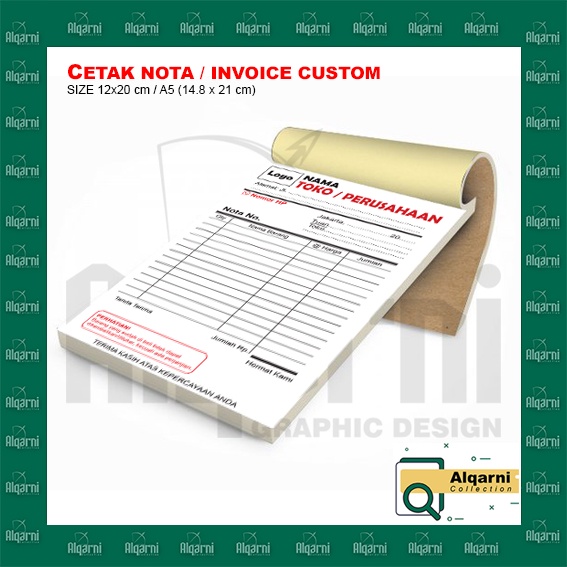 

Nota / Cetak Nota / Cetak Kwitansi / 1 Ply / 2 Ply / 3Ply, A6 (CUSTOM)