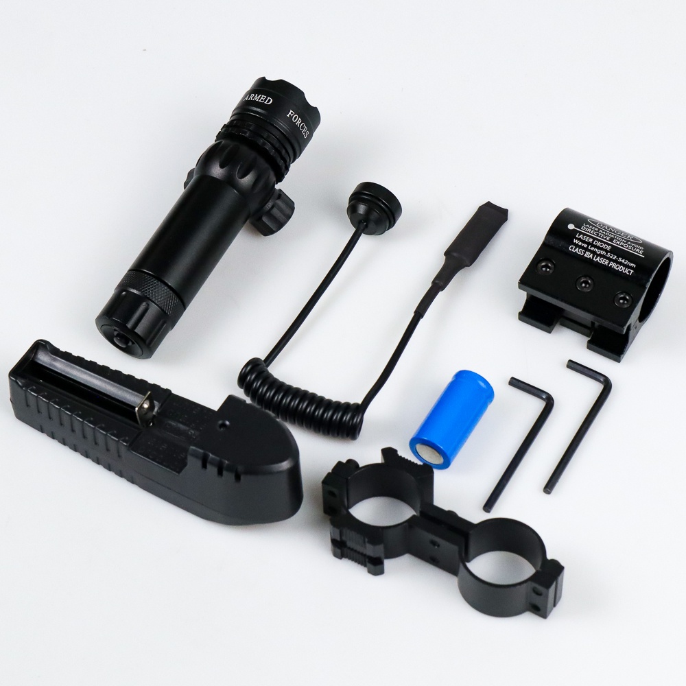 Paket Green Laser HijauTactical Green Dot Laser Scope Mount+Baterai+Charger - JG-1 - Black