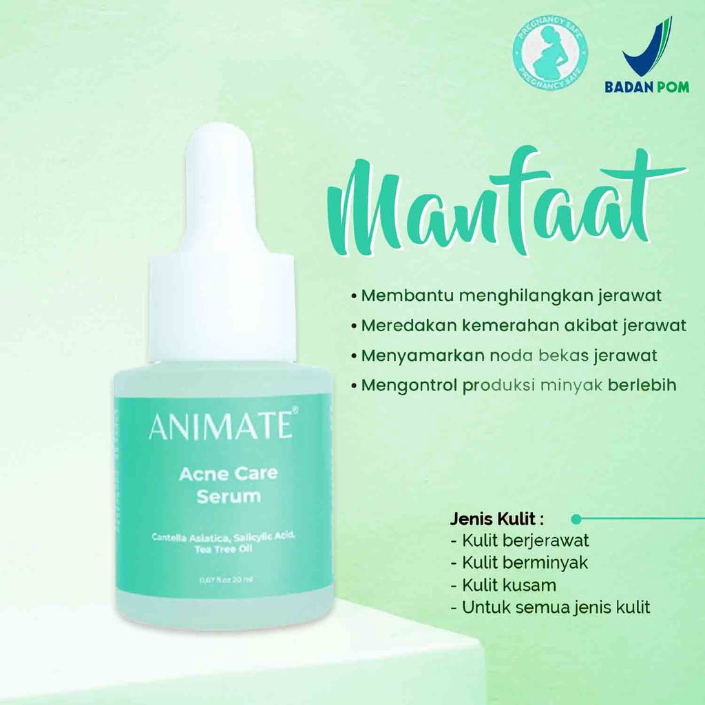 Animate Acne Solution Series 5 in 1 Krim Jerawat Day Cream Animate Night Cream Facial Wash Acne Toner Animate | Paket Acne Animate Skincare