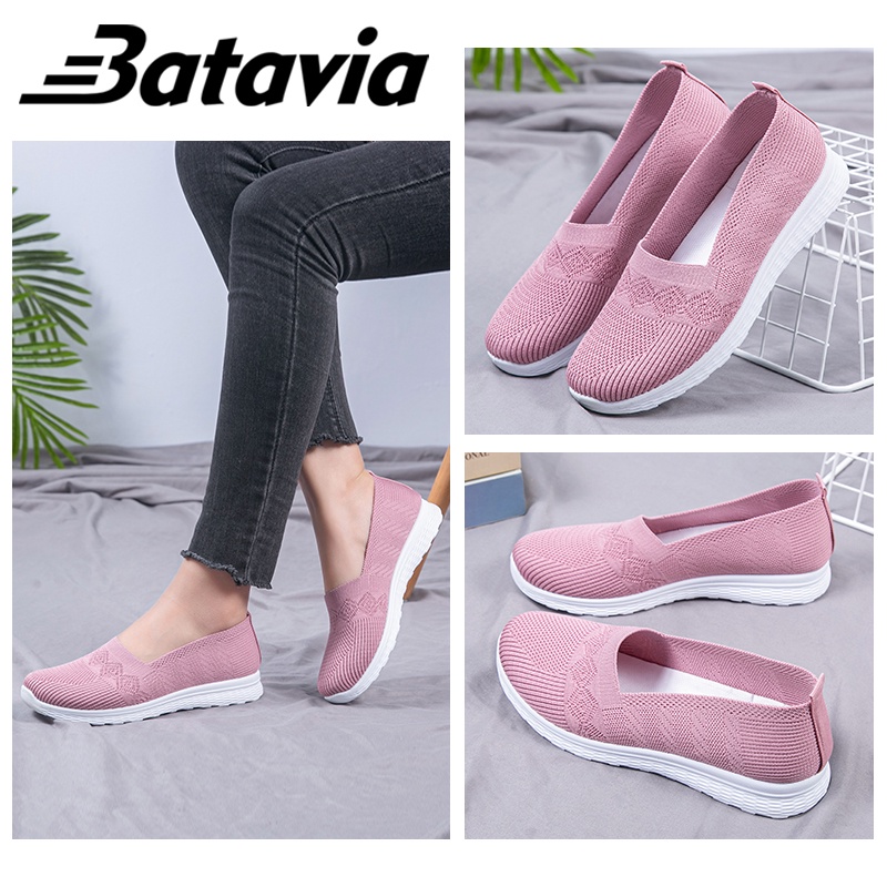 Batavia 2023 impor baru Sepatu Wanita sepatu flat wanita slip on Sepatu pantafel Wanita sepatu wanita rajut bernapas sepatu wanita Fashion premium sepatu ibu shoes wanita  sepatu wanita korea A166