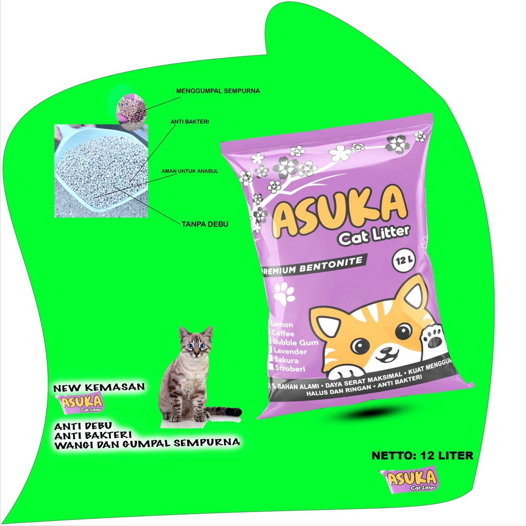 12 liter-Pasir gumpal wangi kucing-ASUKA-Wangi DAN gumpal