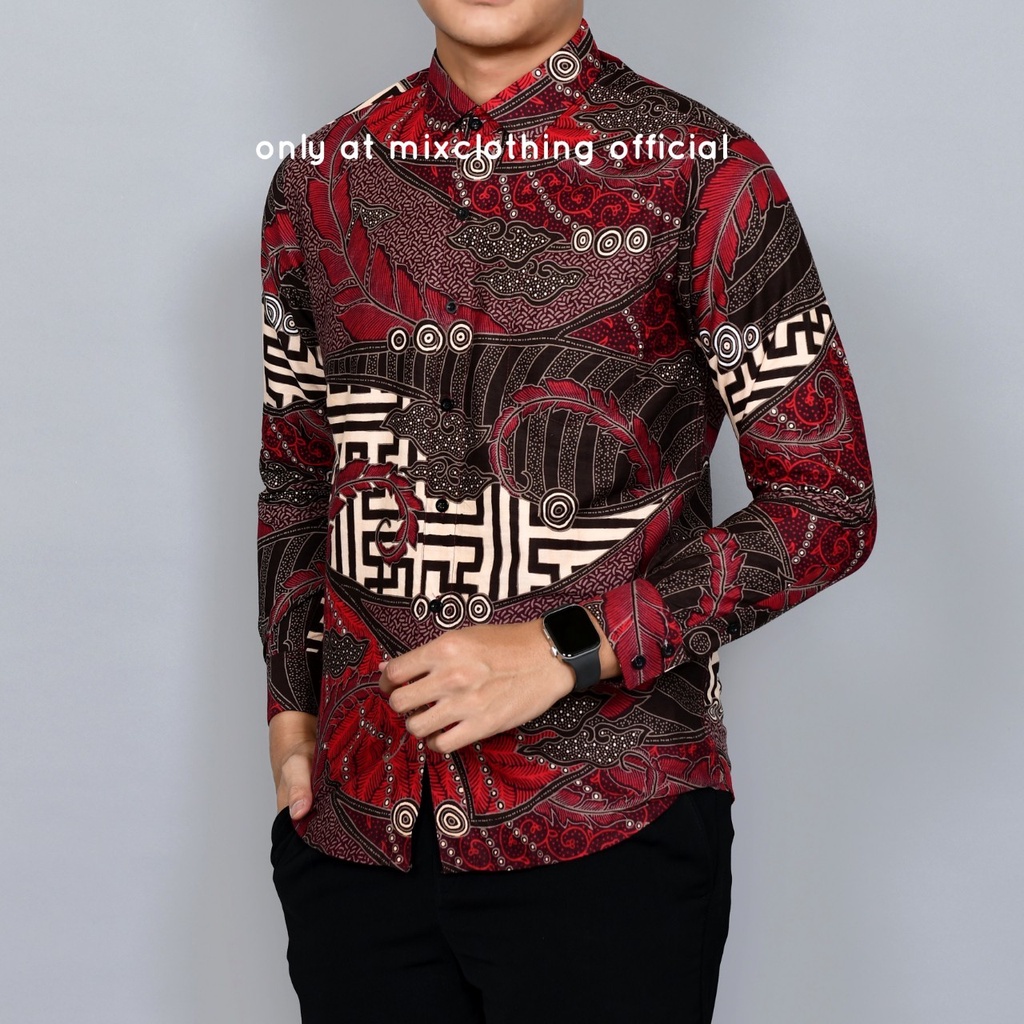 Baju Batik Pria Slimfit Kemeja Lengan Panjang Hem Slim Fit LBL 1984