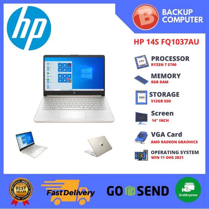 LAPTOP HP 14S FQ1037AU RYZEN 7 5700U GOLD