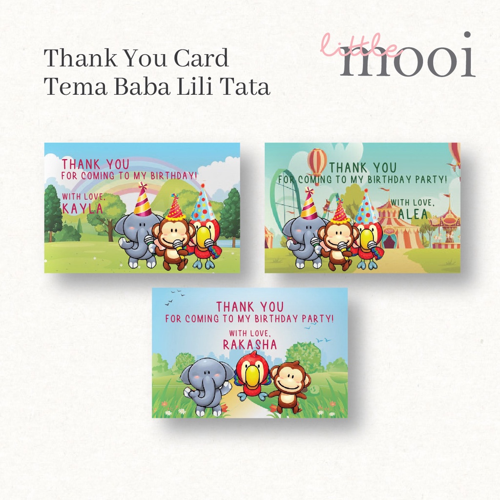 KARTU UCAPAN TERIMA KASIH TEMA BABA LILI TATA (ULANG TAHUN ANAK) / THANK YOU CARD / BIRTHDAY CARD