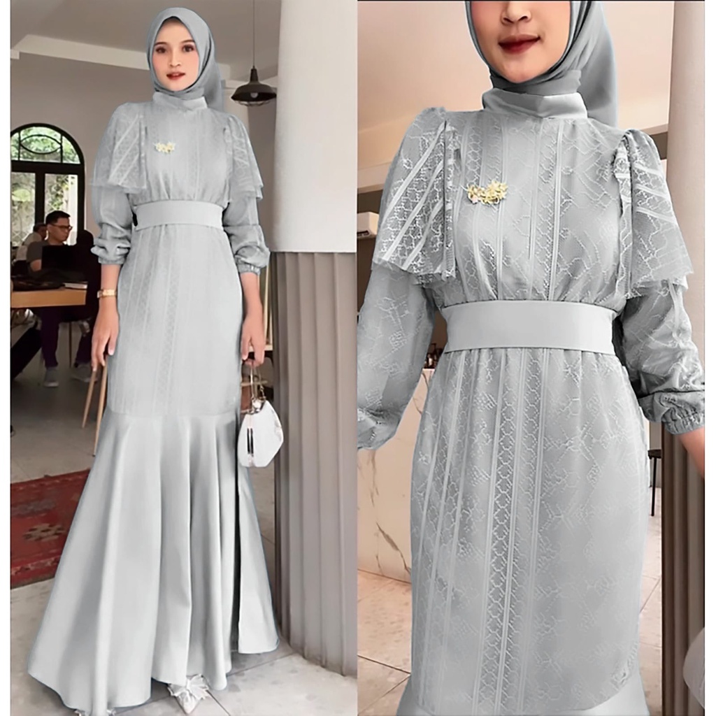 REALPIC DRESS CELINNE 3 UKURAN M L XL FASHION PAKAIAN WANITA GAMIS MAXY MAXI BAHAN BRUKAT MALIKA MS ADA VIDEO REAL PRODUK