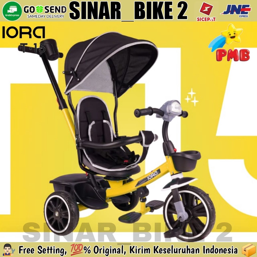 Sepeda Roda Tiga Iora T-16 Kursi Bisa Senderan &amp; T-15 Pmb Kursi Putar Tricycle Anak