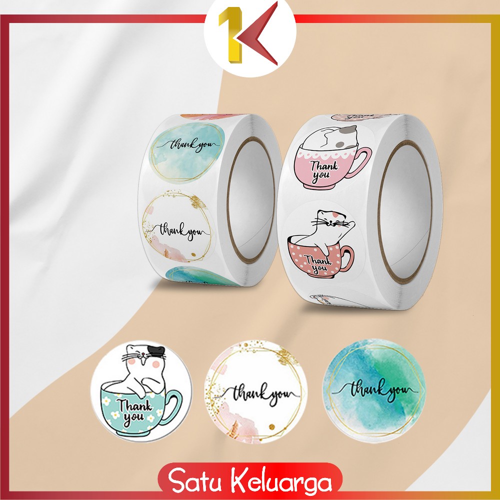 

SK-C817 Sticker Thank You 1 Roll 500PCS Stiker Label Makanan Tulisan Segel Ucapan Terima Kasih / Stiker Label Thankyou Kemasan Packing Serbaguna