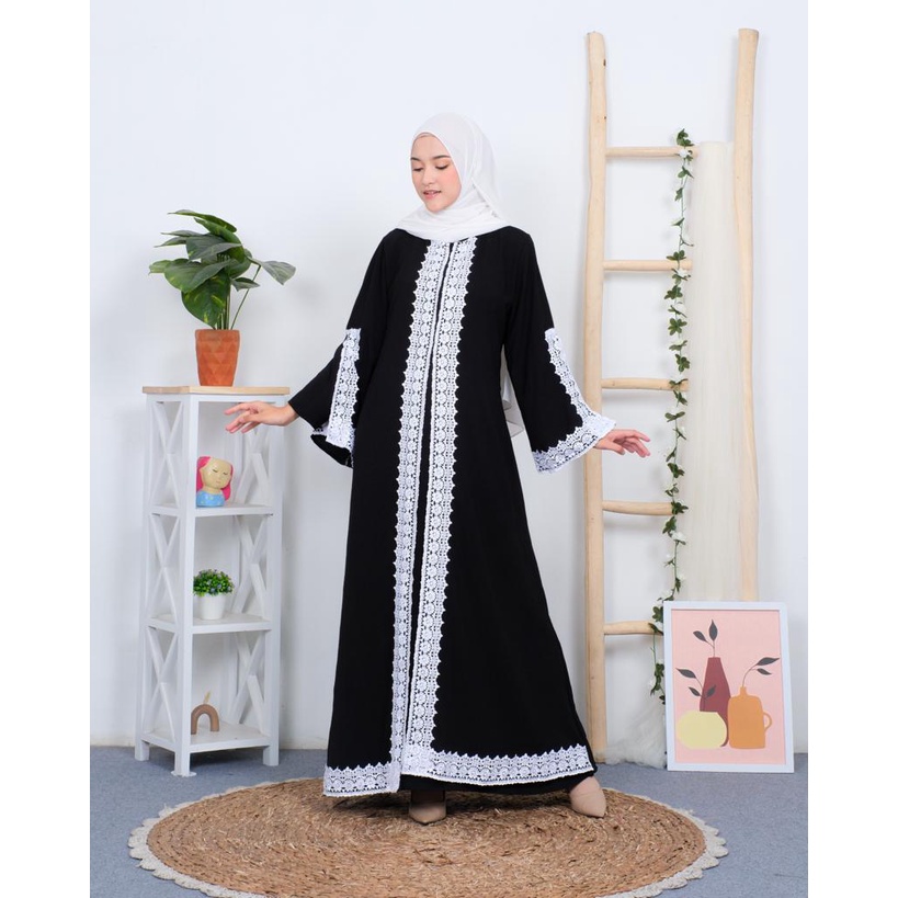 corla abaya crinkle renda premium polos elegan dress muslim kekinian