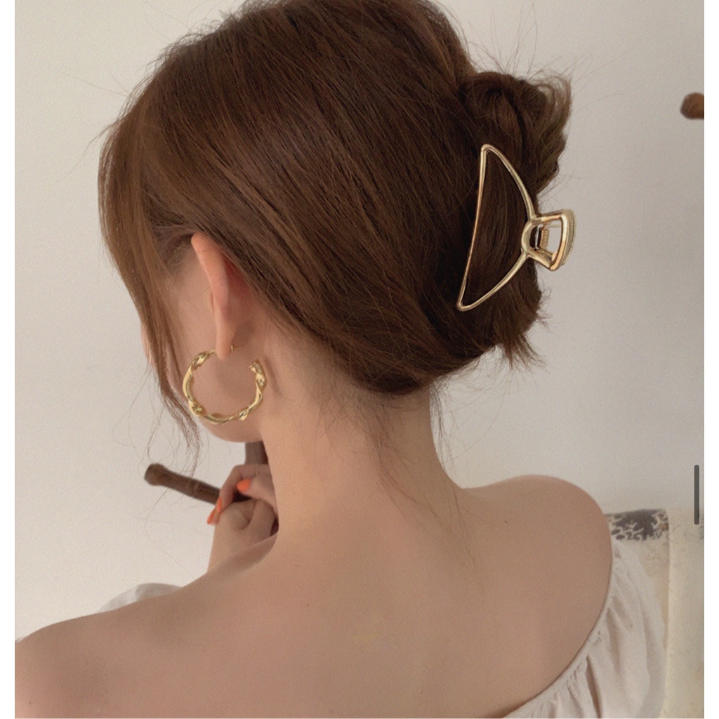 KLIP RAMBUT PREMIUM BESI PREMIUM GOLD MATTE EMAS DOFF KOREA PERSEGI PANJANG TRIANGLE SEGITIGA SQUARE LINGKARAN HALF CIRCLE MOON ELEGANT HAIRCLIP JEPIT RAMBUT JEPITAN WANITA ANAK CLAW METAL AKSESORIS RAMBUT HAIR ACCESSORIES