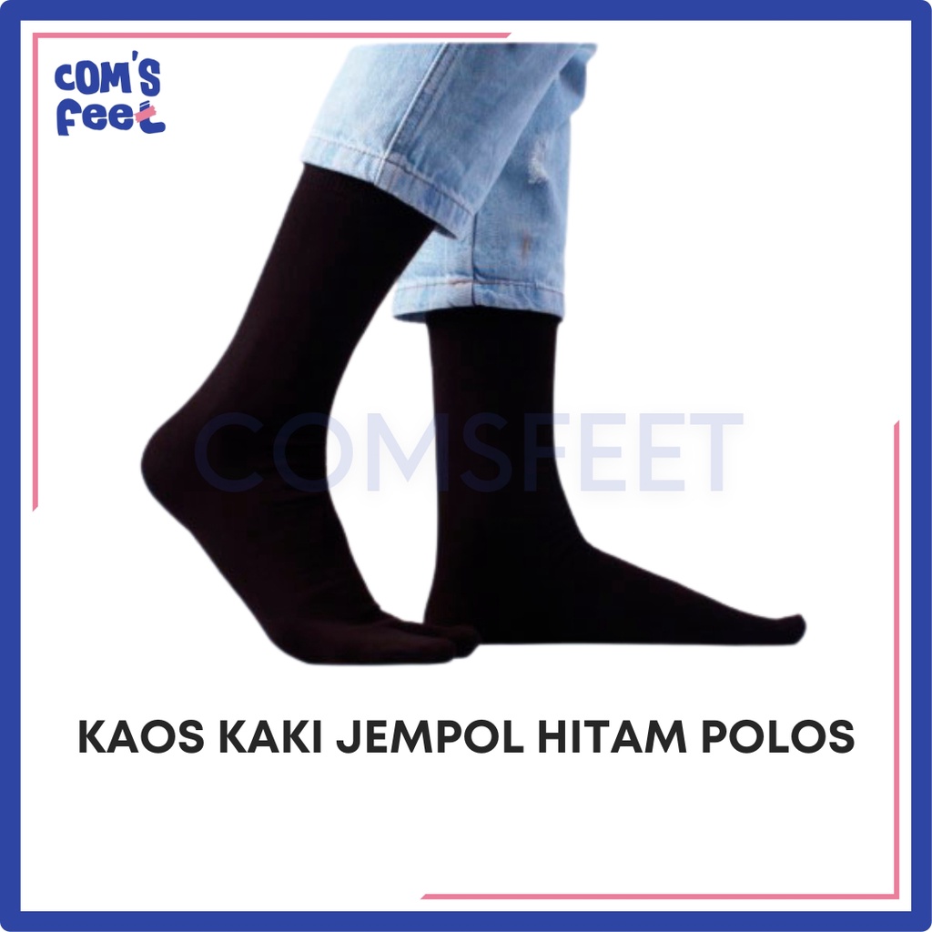 COMSFEET - Kaos Kaki Wanita Pria Jempol Panjang Hitam Polos Bahan Nilon Ukuran L (Sepasang)