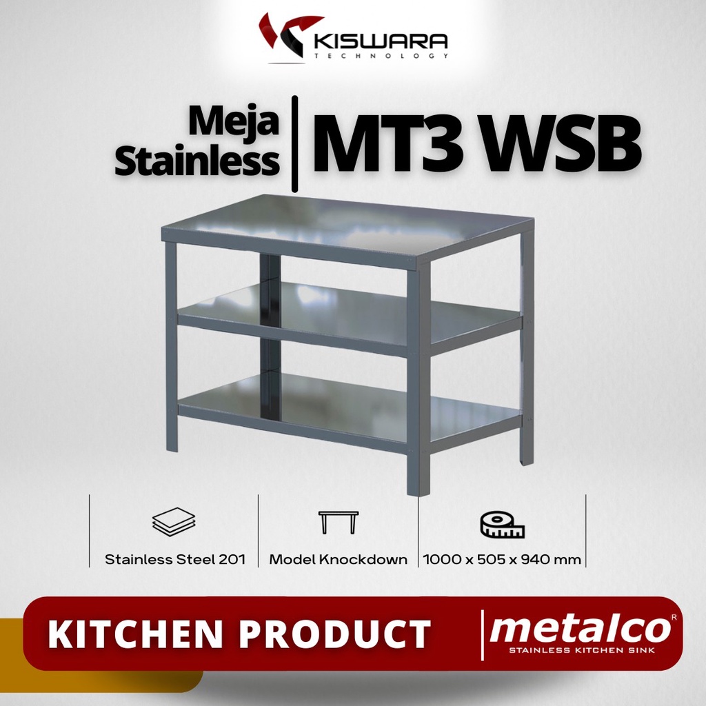 Meja Stainless Steel Metalco MT3 WSB [Tanpa Cover] 850