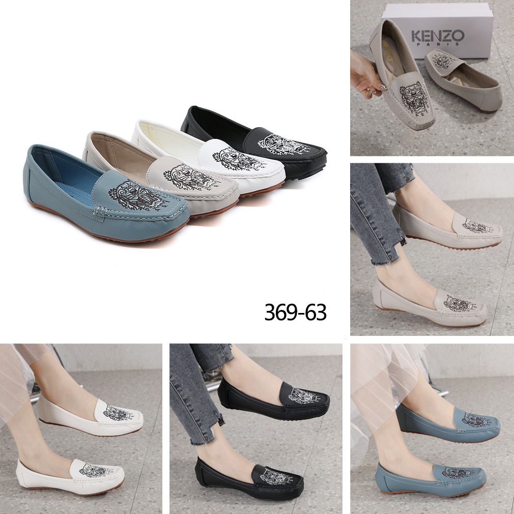 kz Leather Embroidery Flat Shoes 369-63 369-KZ