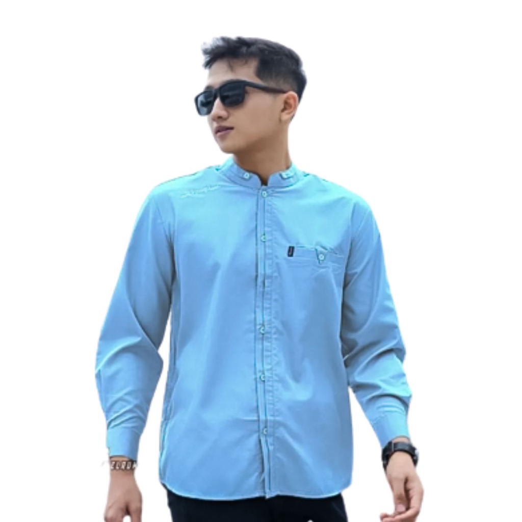 Antasena Polos Baju Kokoh Pria Elrumi Lengan Panjang Polos Biru Wardah