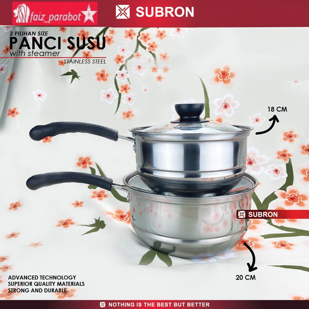 panci mie kukus saringan / steamer panci susu kukusan tutup kaca 18/20cm