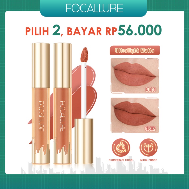 FOCALLURE #ModernUrban Matte Liquid Lipstick Smooth High Pigment Lightweight Lip Tint Waterproof Lip Gloss Makeup FA425