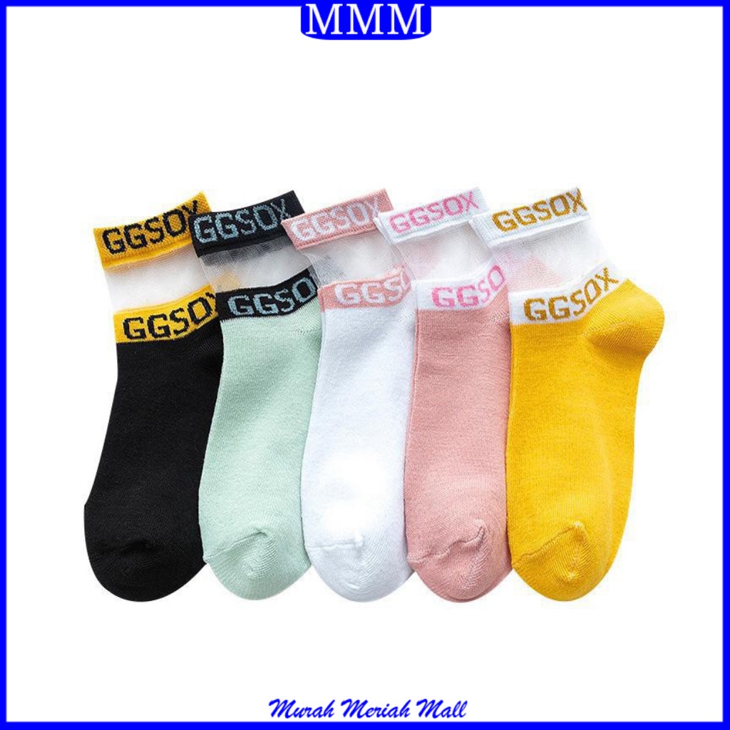 MMM KAOS KAKI PENDEK TRANSPARAN WANITA MOTIF GGSOX KAOS KAKI PENDEK WANITA IMPORT KEKINIAN