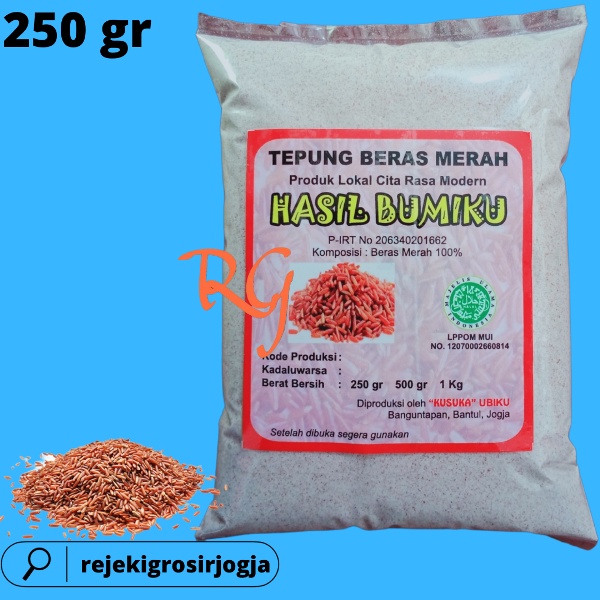 Tepung Beras Merah Organik kemasan 250 GRAM/Tepung MPASI Beras Merah Organik/Tepung Beras Merah Glut