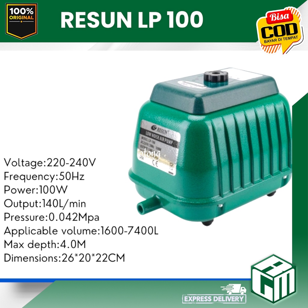 RESUN LP100 LP 100 Air pump aerator mesin pompa udara aquarium kolam