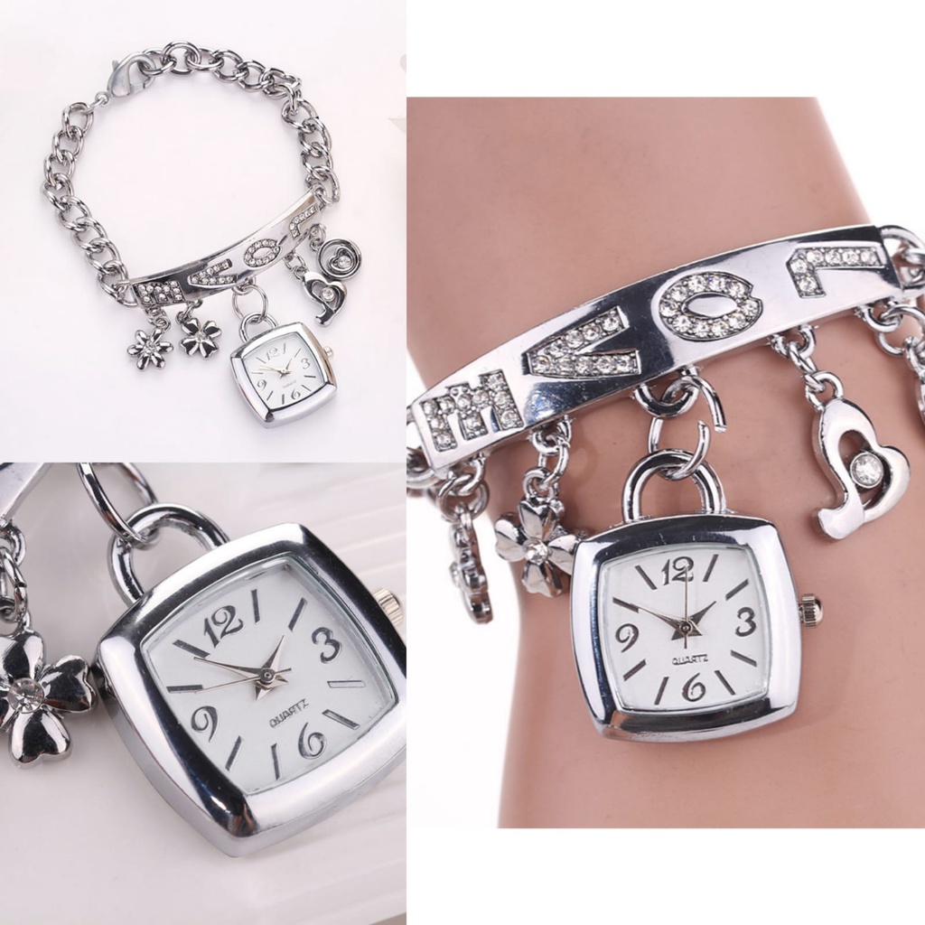 JAM TANGAN WANITA KEKINIAN KOREA RANTAI GELANG BRANDED MEWAH ELEGANT MURAH PREMIUM ORIGINAL PESTA MODEL STAINLESS SILVER IMPORT MOJICA JAM122S3 CEWEK REMAJA