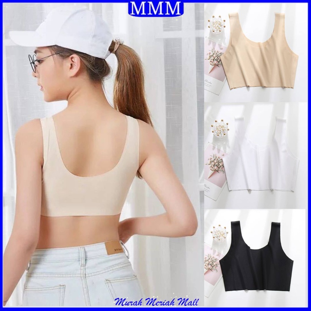 MMM Bra Polos Seamless Tanpa Busa Nylon Spandex Polos 6571 Tanktop Singlet Wanita Bra Pakain Dalam Wanita Crop Top Ala Korea Murah Import