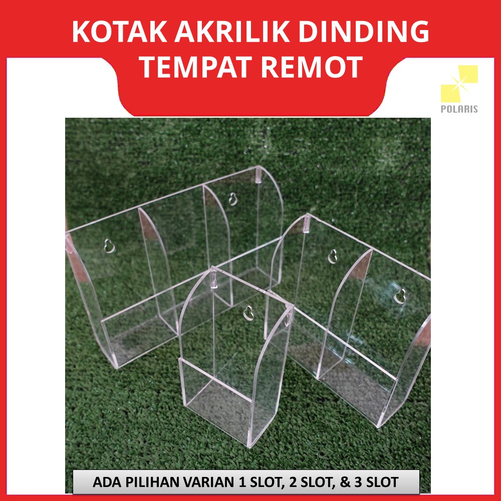 AKRILIK TEMPAT PENYIMPANAN REMOT AC/TV GANTUNG - KOTAK ACRYLIC DISPLAY WADAH REMOT 3 SLOT - RAK DINDING AKRILIK REMOTE CONTROL HOLDER