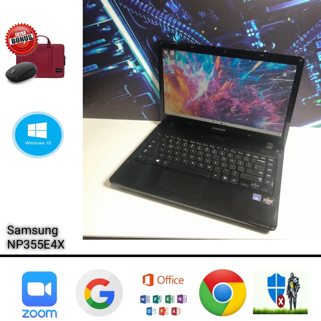 Laptop Samsung NP355E4X AMD E1 Ram 4GB HDD 500GB VGA Radeon Windows 10 Siap Pakai