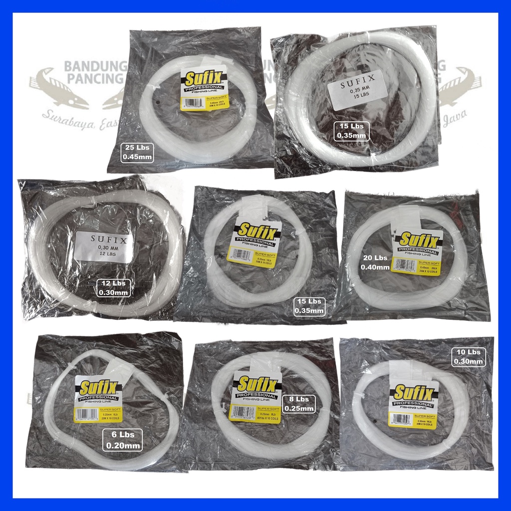 Senar Sufix Professional Fishing Line / Leader Sufix 30M x 10 Coil - Putih