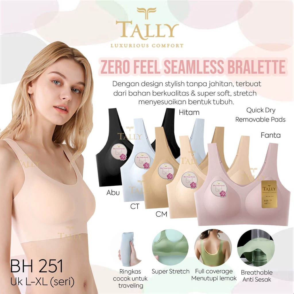 Bra Bralette Kemben Tally 251 Seamless Licin Busa Sedang |mkc