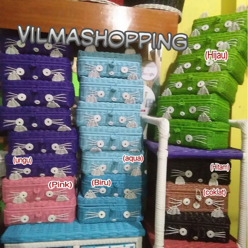 tempat tisu karakter kucing / tempat tisu rotan / kotak tisu motif kucing / hiasan meja / wadah tisu