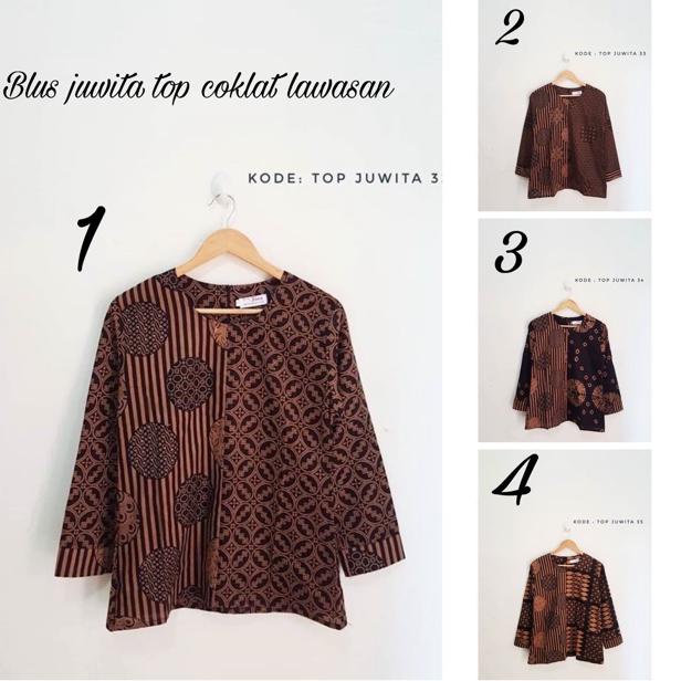 SALE TERBATAS BLUS JUWITA TOP COKLAT LAWASAN MURAH BLUS BATIK LAWASAN COKLAT BAJU KERJA KANTOR ATASA