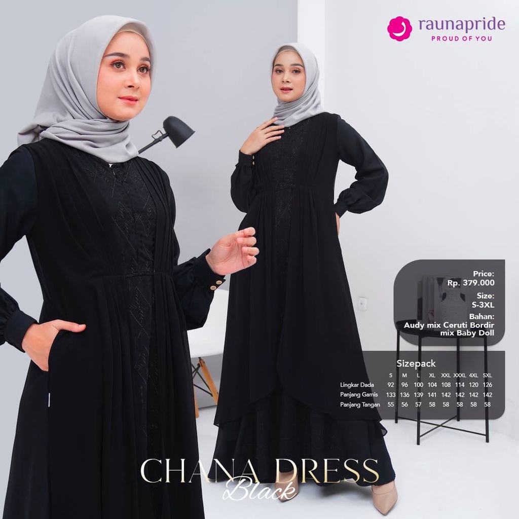 Chana Dress Black &amp; Green / Rauna Fashion Muslim Elegant