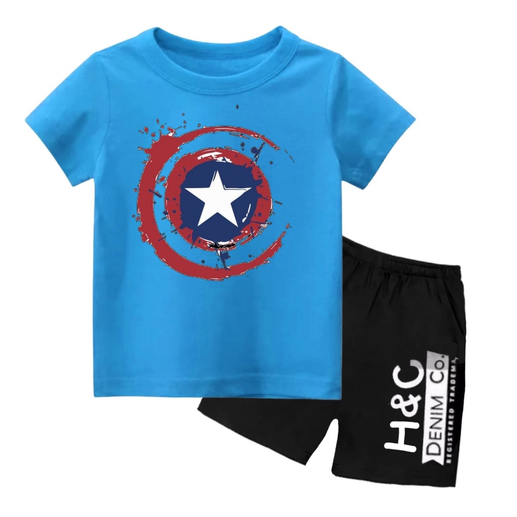 Rdkidzid Setelan Baju Anak Set Lengan Pendek Anak Cowok Motif Star Pdk DTF