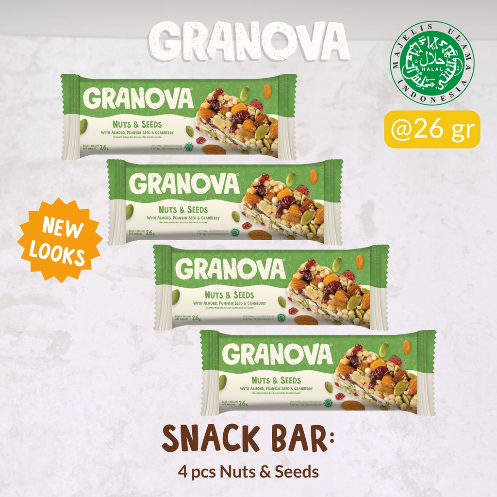 Granola Bar by Granova Snack Bar Bundle Isi 4 Pcs - Snack Anak, Healthy Snack, Halal