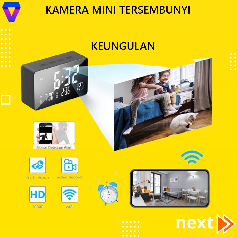 CCTV MINI TERSEMBUNYI TANPA KABEL KONEK HP JARAK JAUH IP CAMERA CCTV WIFI TANPA KABEL SPY CAM HIDDEN CAMERA MODEL JAM Desk Clock Alarm Digital FHD 1080P JS168