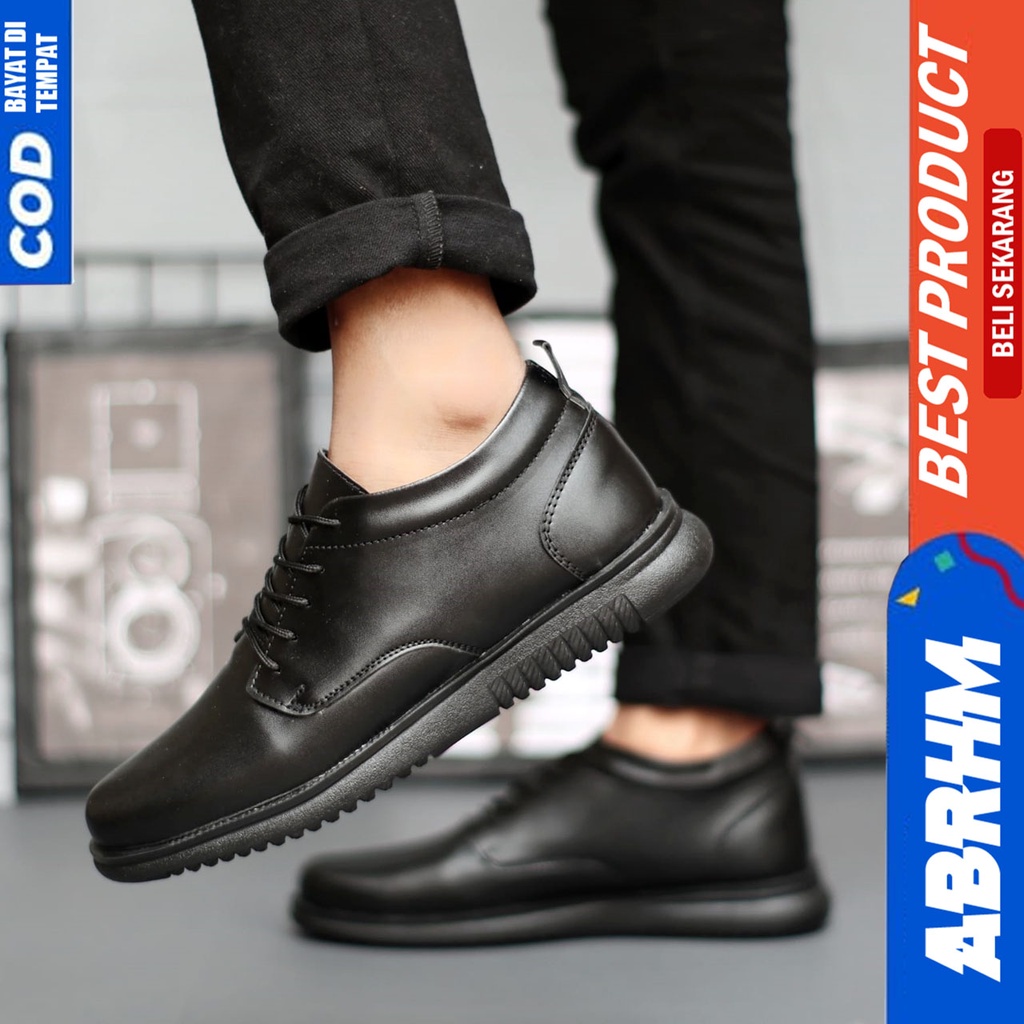 Sepatu Formal Docmart Hitam Pantofel Pria Kerja Kantor Hitam Abrhm Alpes