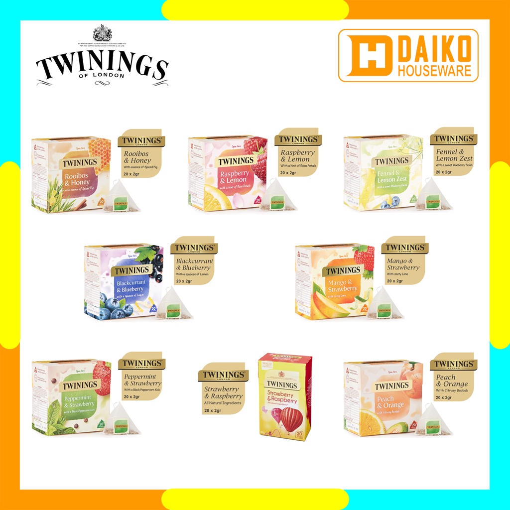 Teh Celup Twinings All Varian Box Flavoured Black Herbal &amp; Fruit Infusion Tea Bag Teh Kantong Infus Rasa Buah