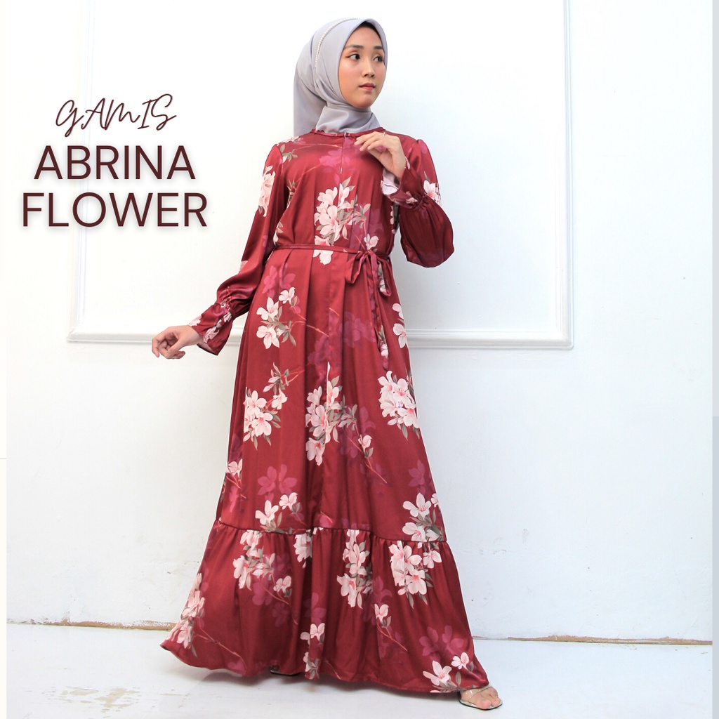 SafeZ Du Jour-Gamis Dress Abrina Flower Bahan Sateen Silk Import