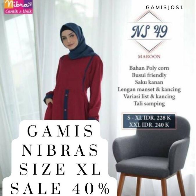 GAMIS WANITA SALE 40 PART1 GAMIS NIBRAS MUSLIM WANITA SIZE XL EL09I09A82L