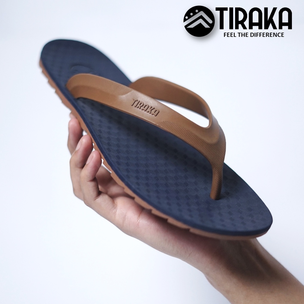 Sandal Sendal Jepit Capit Pria Flip Flops Anti Slip Kuat Awet Elegan TIRAKA SANIP Navy Camel