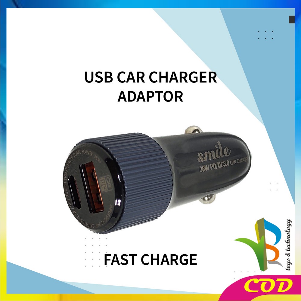 RB-C819 Car Charger Mobil Type C Adaptor Charger 2 Ports Fast Charging QC3.0 For Handphone Tablet / Casan Pengisi Daya Cepat Colokan Mobil USB-C