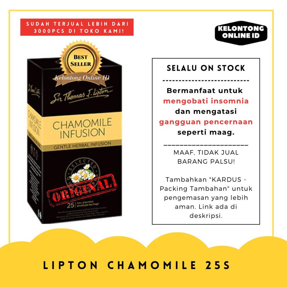 

Gratis ongkir [Expire 2024] Lipton Teh Celup Chamomile - Isi 25 Sachet | Pure Chamomile Tea Selagi Murah
