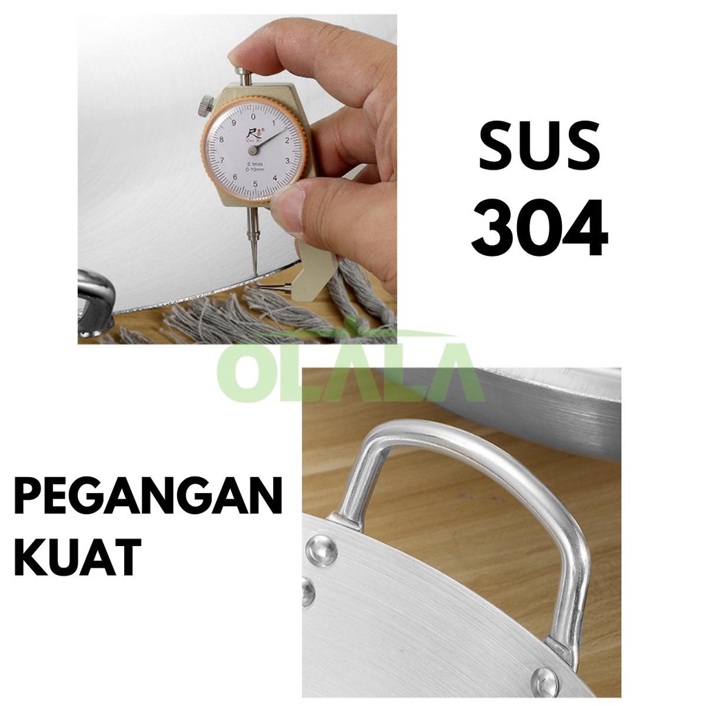 WAJAN / KUALI PENGGORENG STAINLEES STEEL WAJAN ANTI LENGKET OLL-CH4545