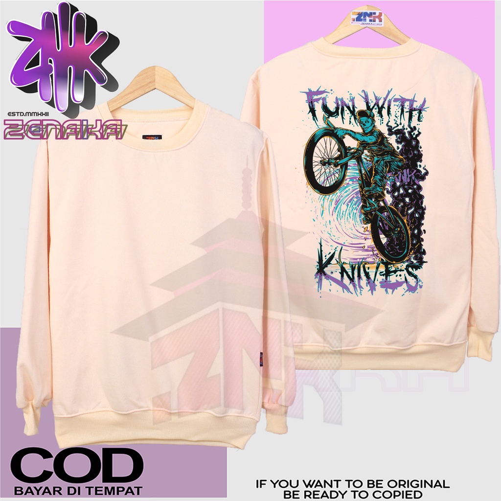 Zenaka Crewneck pria distro aesthetic Crewneck pria oversize tebal Crewneck pria polos tebal warna mocca Sweater pria distro keren lucu 2023 Sweater pria oversize korean style Hoodie pria distro aesthetic graffity simple Knives