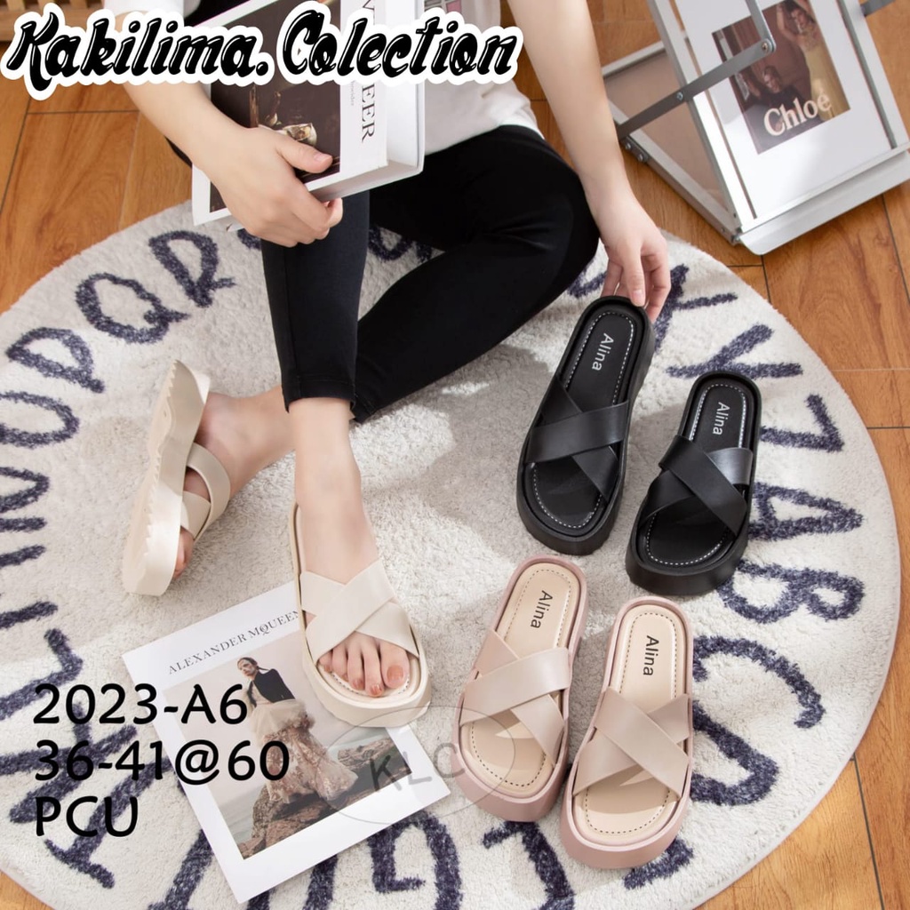 Sandal silang wanita sandal karet jelly perempuan alina 2023-6