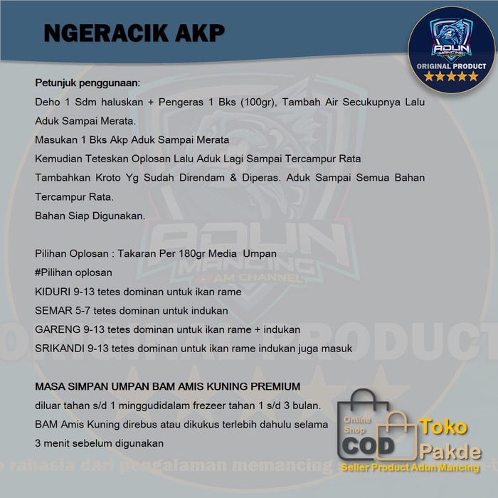 BAM PAKET MINI Amis Kuning Premium umpan Ikan mas adun mancing